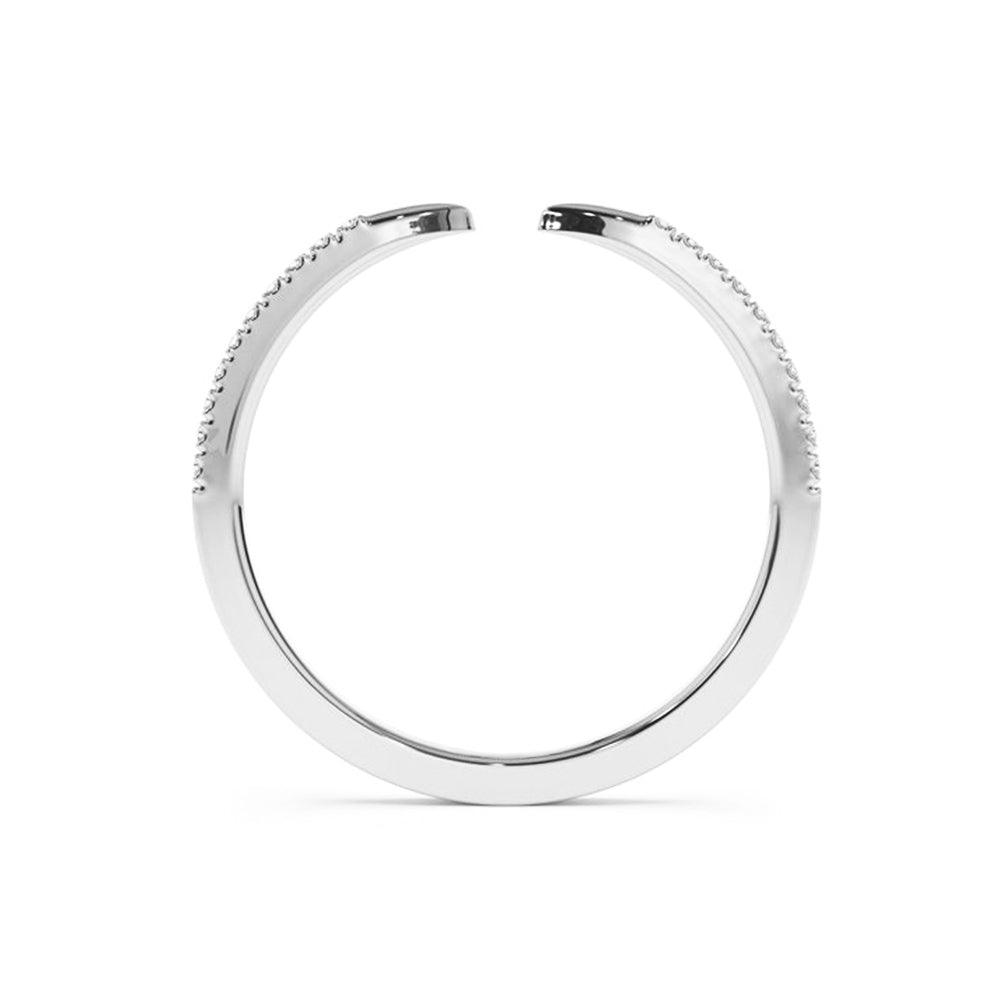 Pavé Diamond Claw Stacking Open Ring for Women - Elegant Adjustable Stackable Band for Everyday Wear & Special Occasions