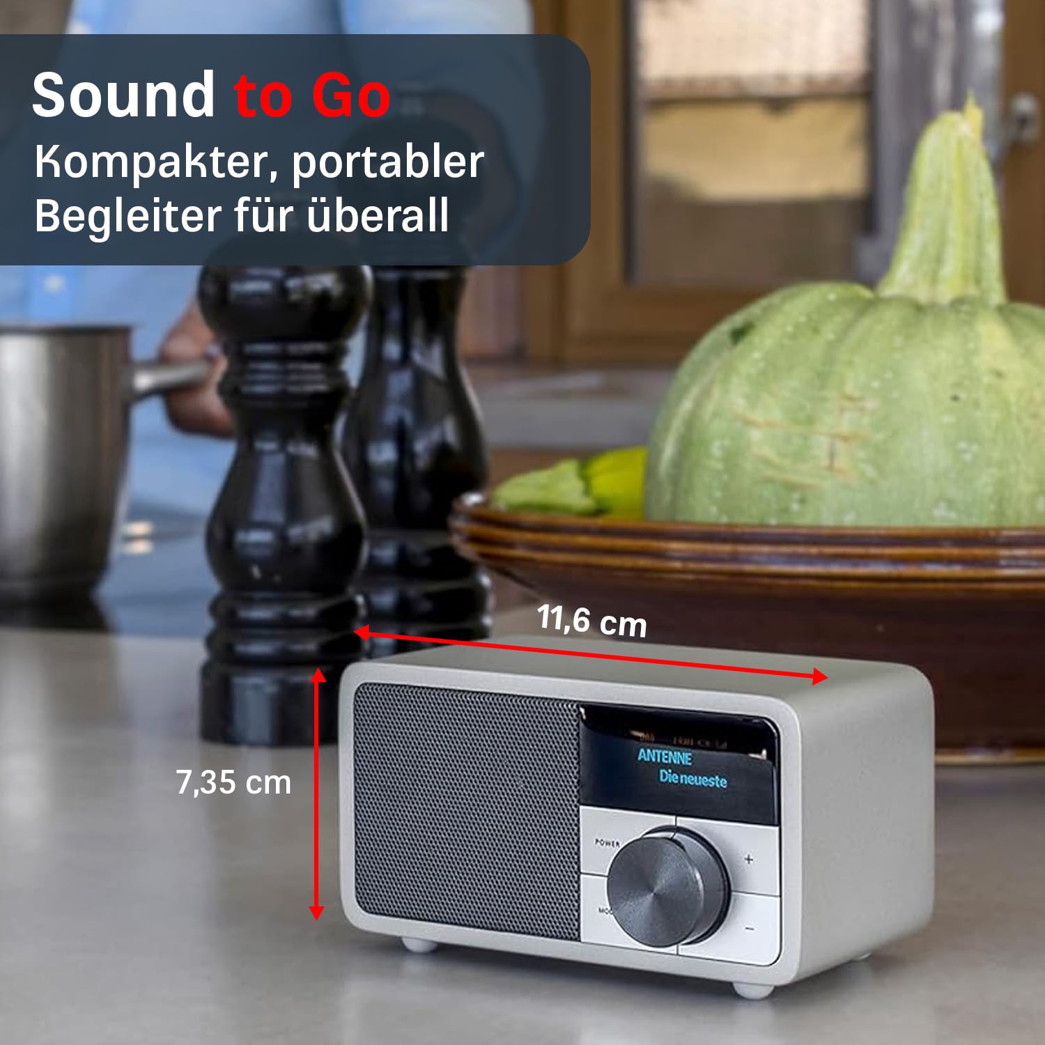 Kathrein Dab+1 Mini Silver - Portable Dab+/FM Radio with OLED Screen, Bluetooth Connectivity for Home & Travel | Perfect for Kitchen, Office, and Outdoor Use