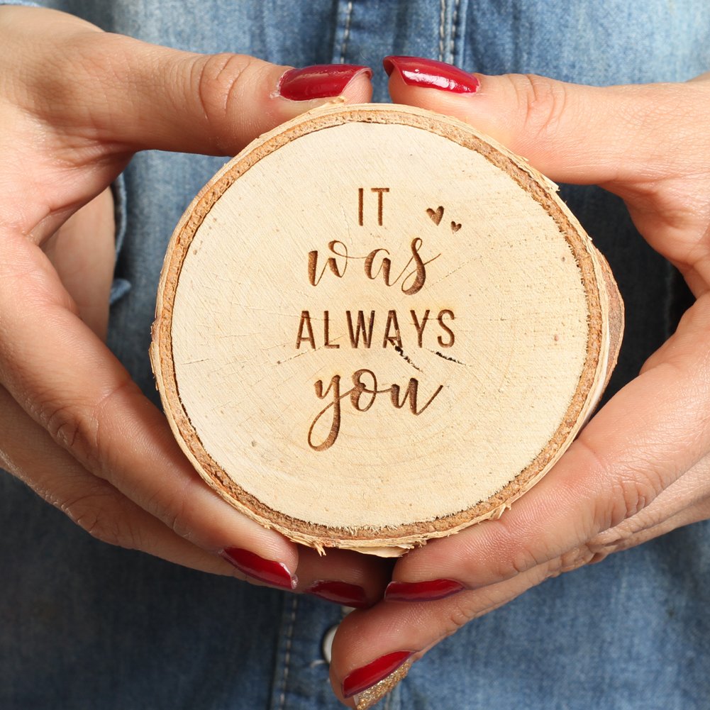 Koyal Wholesale Engraved Ring Box - Real Birch Wood Engagement Ring Box with 'It Was Always You' Inscription | Perfect for Wedding Proposals, Anniversary Gifts & Romantic Surprises