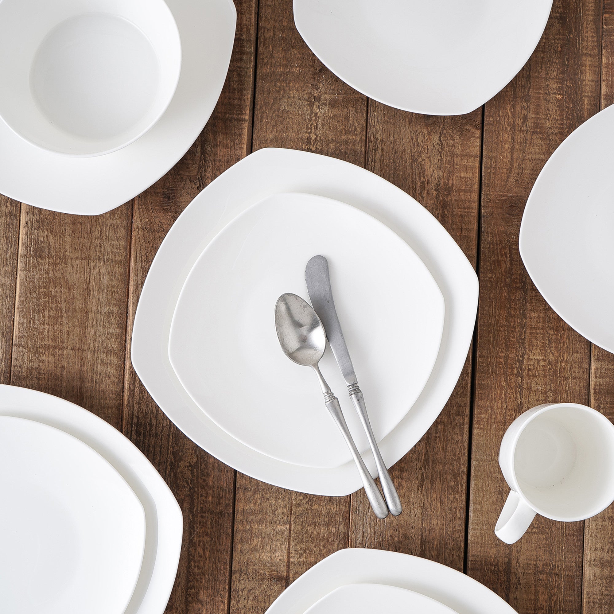 Juliette Bone China Dinnerware Set - 16-Piece Elegant White Porcelain Tableware for Formal Dining & Special Occasions