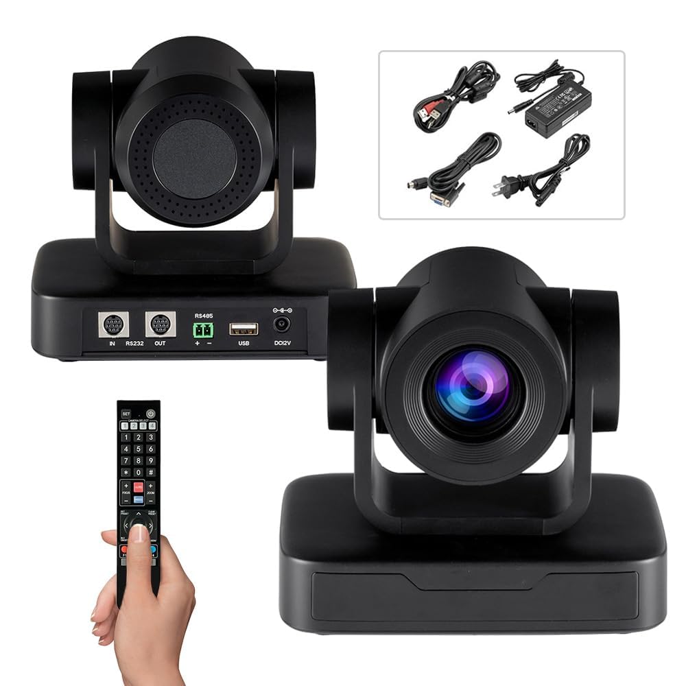Cousopo PTZ Camera 1080P HD Video Conference Webcam with 10X Optical Zoom, USB Plug and Play for Teleconferencing, Live Streaming, Broadcasting, Online Meetings & Remote Learning