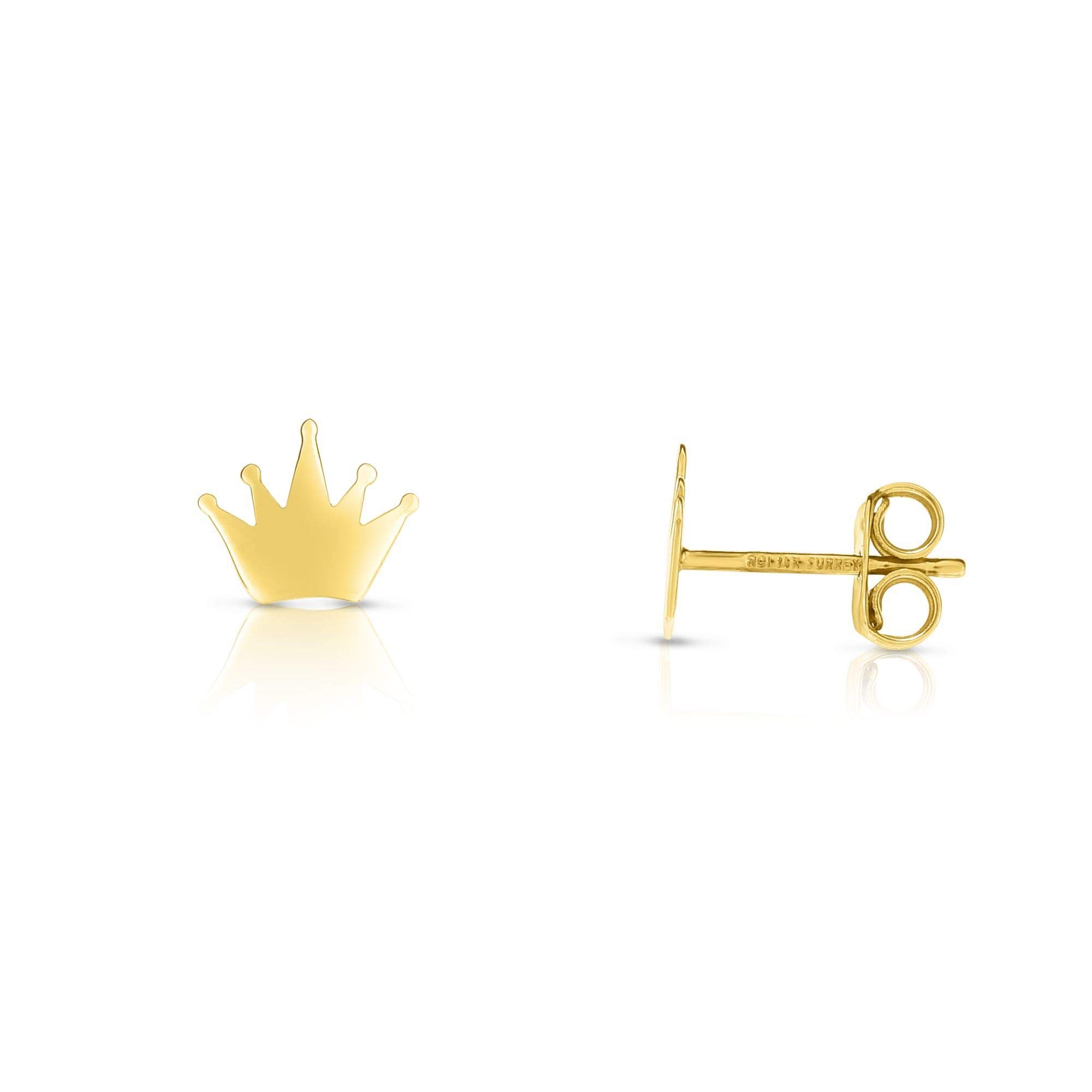 14K Gold Plated Elegant Crown Post Earrings with Secure Push Back Clasps - Perfect for Parties, Weddings & Special Occasions