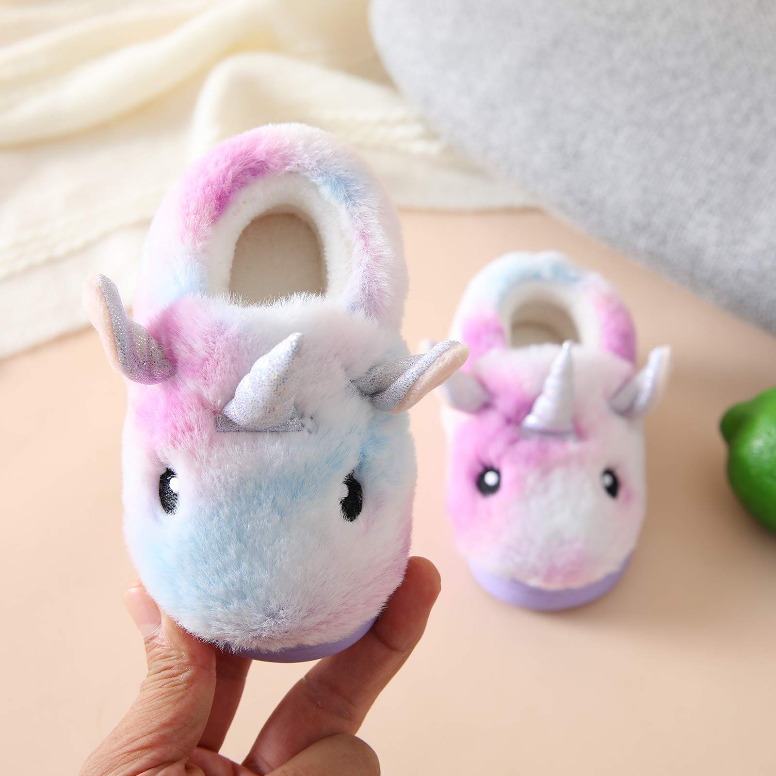 Ainikas Plush House Slippers for Boys & Girls - Warm Fuzzy Non-Slip Winter Slippers for Toddlers & Little Kids - Perfect for Indoor Play, Cozy Home Wear & Cold Weather Comfort