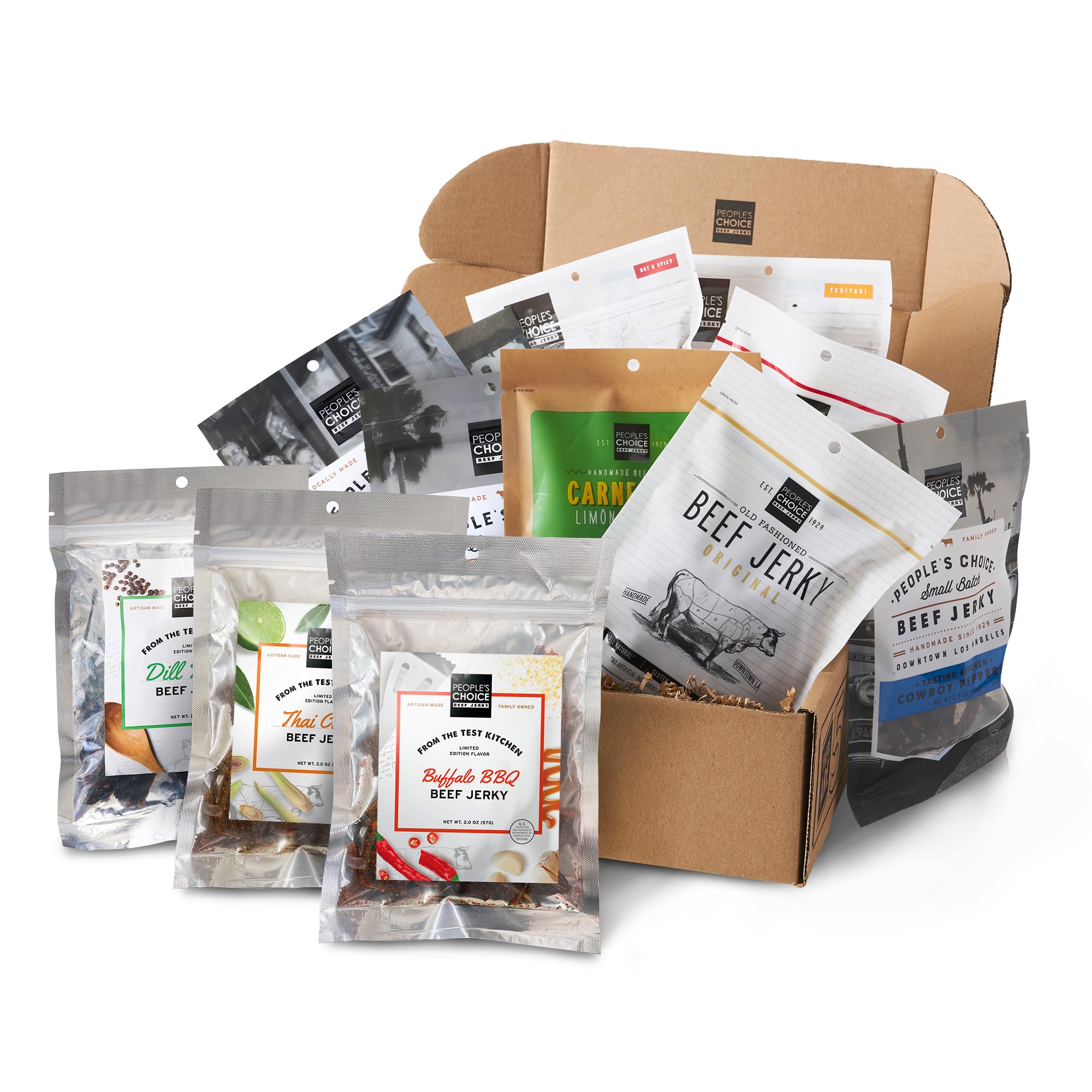 Premium Beef Jerky Variety Pack - 12 Bags of Gourmet Meat Snacks | High Protein Snacks for Men, Military Care Packages & Christmas Gifts | Perfect for Outdoor Adventures, Road Trips & Office Snacking