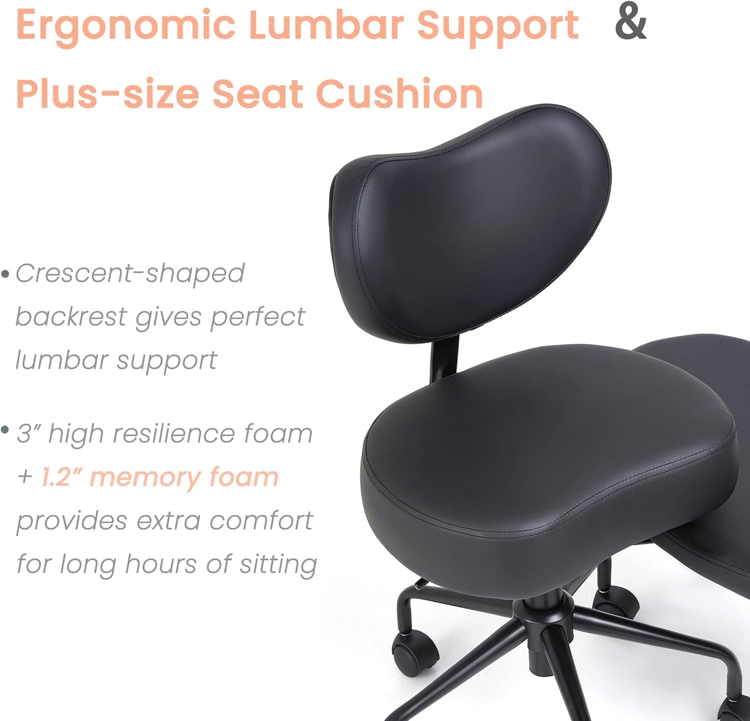 Meditation Chair with Wheels - Adjustable Cross-Legged Stool for ADHD & Fidgety Sitters - Ergonomic Lumbar Support & Flexible Design - Perfect for Home Office, Yoga Studio & Classroom - Black