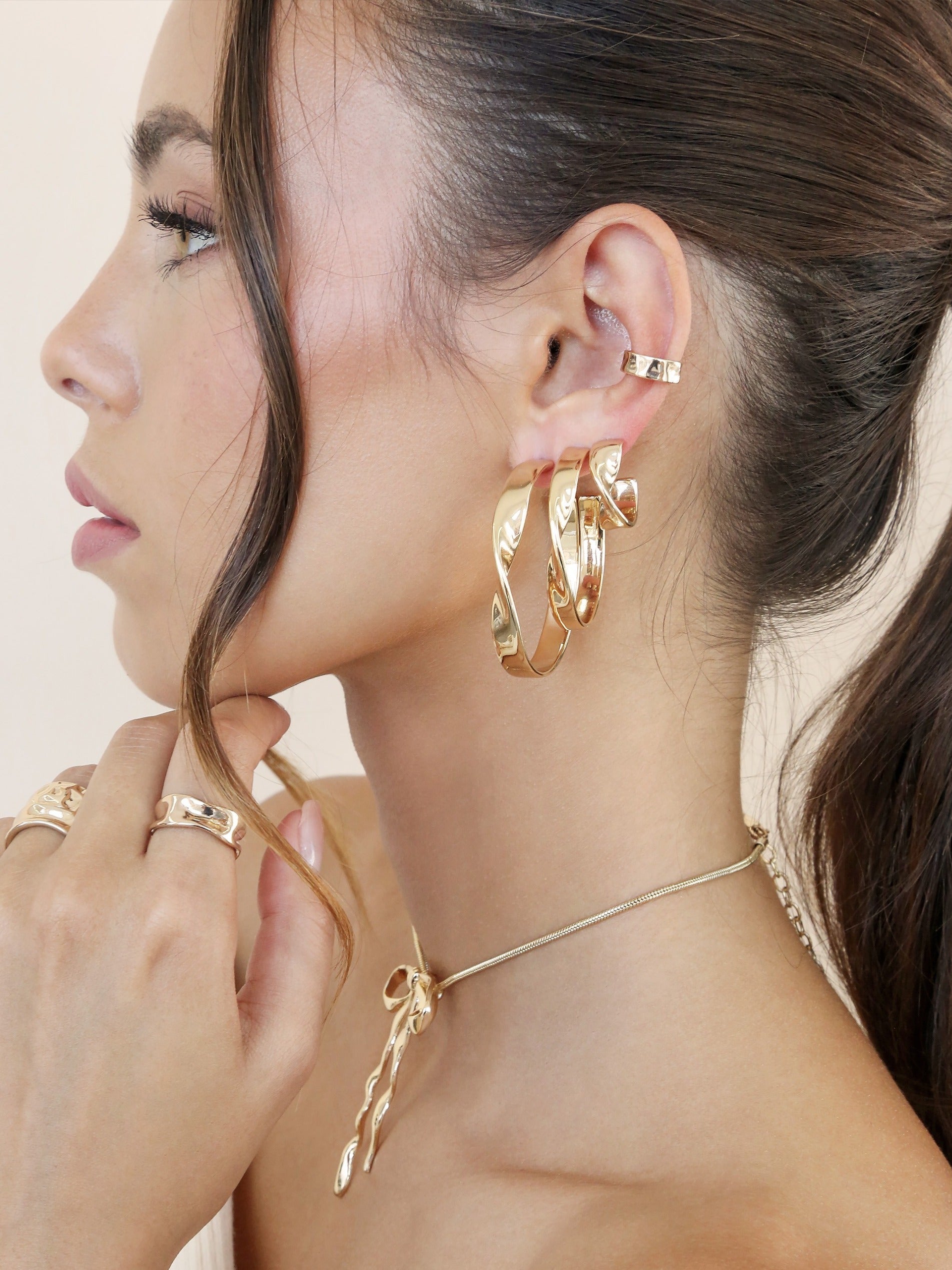 Vintage Heirloom Twist Medium Hoop Earrings - 14K Gold Plated Boho Chic Jewelry for Women | Perfect for Weddings, Parties & Everyday Elegance