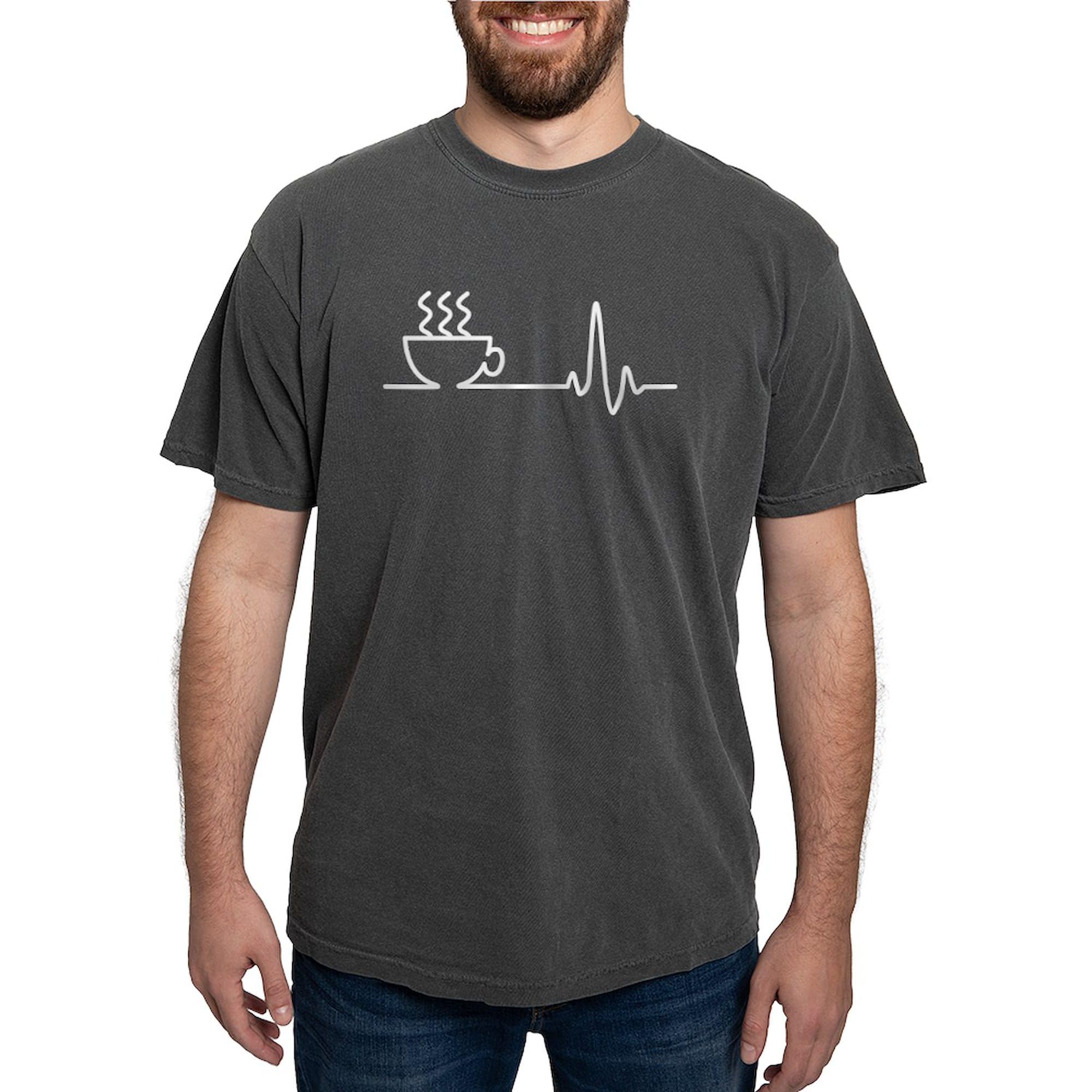 Men's Coffee Heartbeat Graphic T-Shirt - Comfort Colors Soft Cotton Tee - Perfect for Coffee Lovers, Casual Wear & Gifts