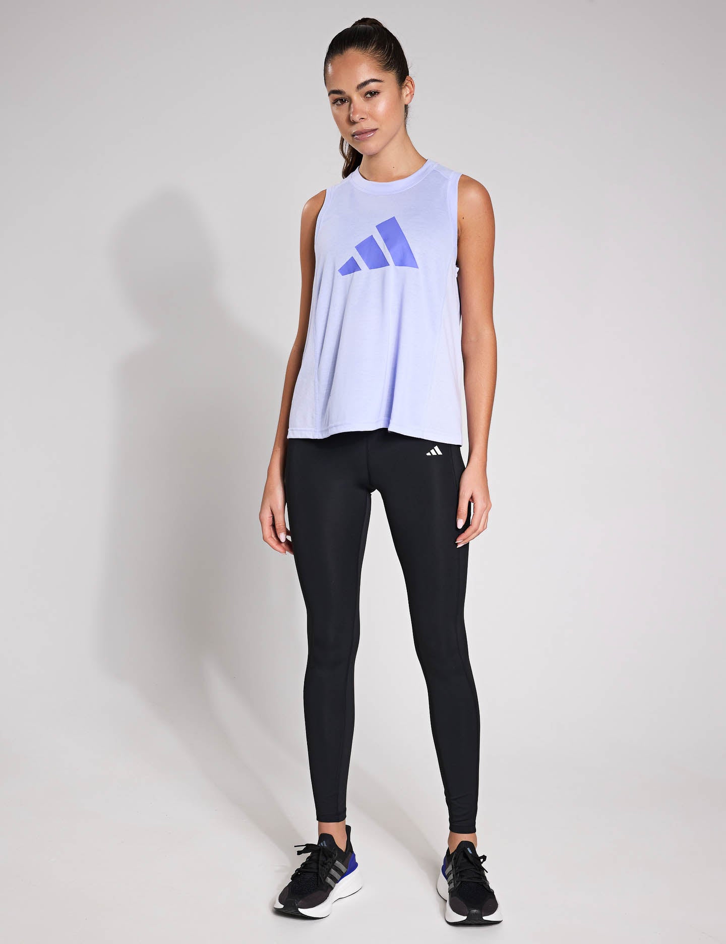 Train Essentials Big Performance Logo Training Tank Top - Violet Tone/Semi Cobalt Blue - Gym Workout & Athletic Wear for Women