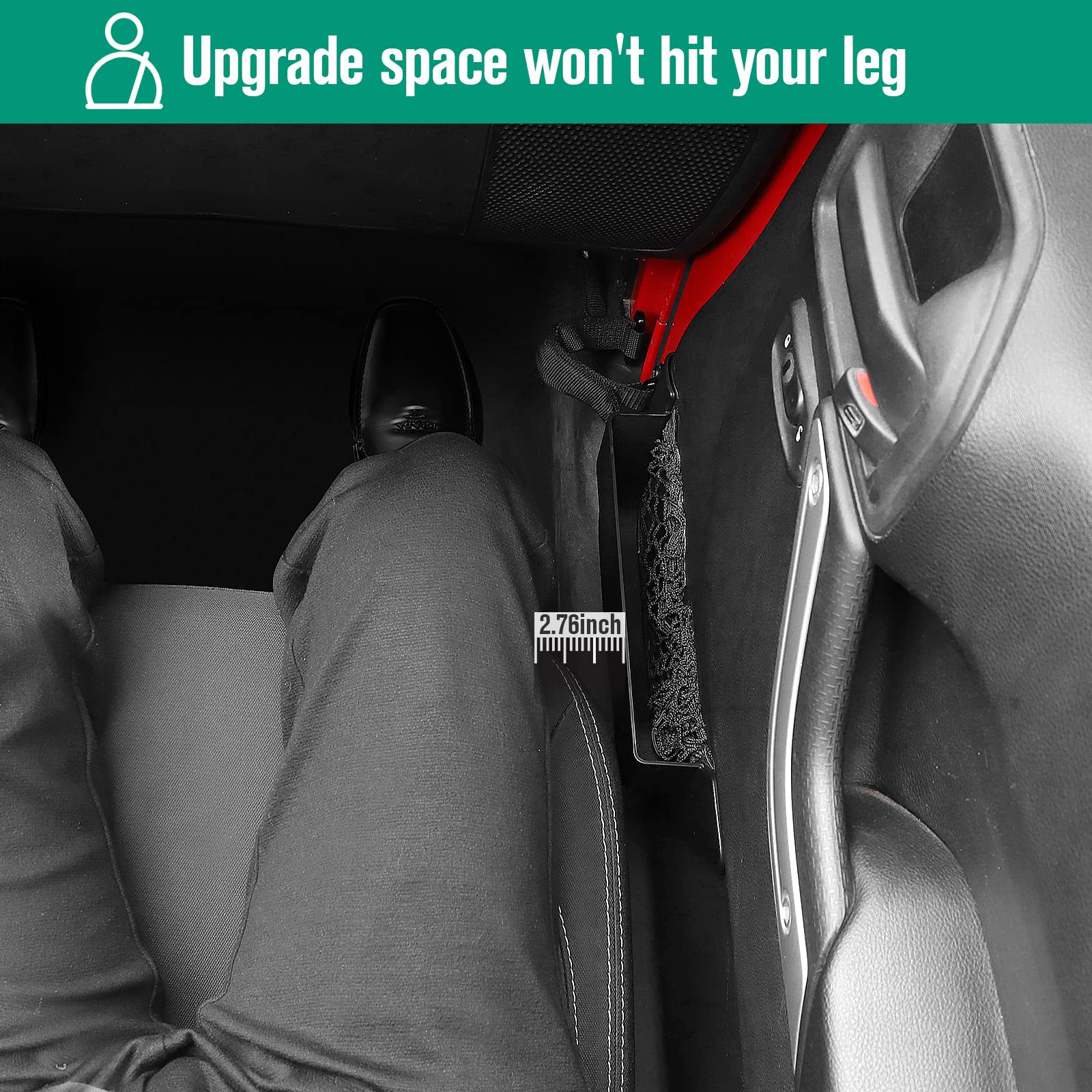 JeCar Front Door Storage Pockets & Net Replacement - Interior Accessories Compatible with Jeep Wrangler JK JKU (2011-2018) | Durable Organizer for Maps, Phones & Small Items - Perfect for Off-Road Adventures & Daily Commute