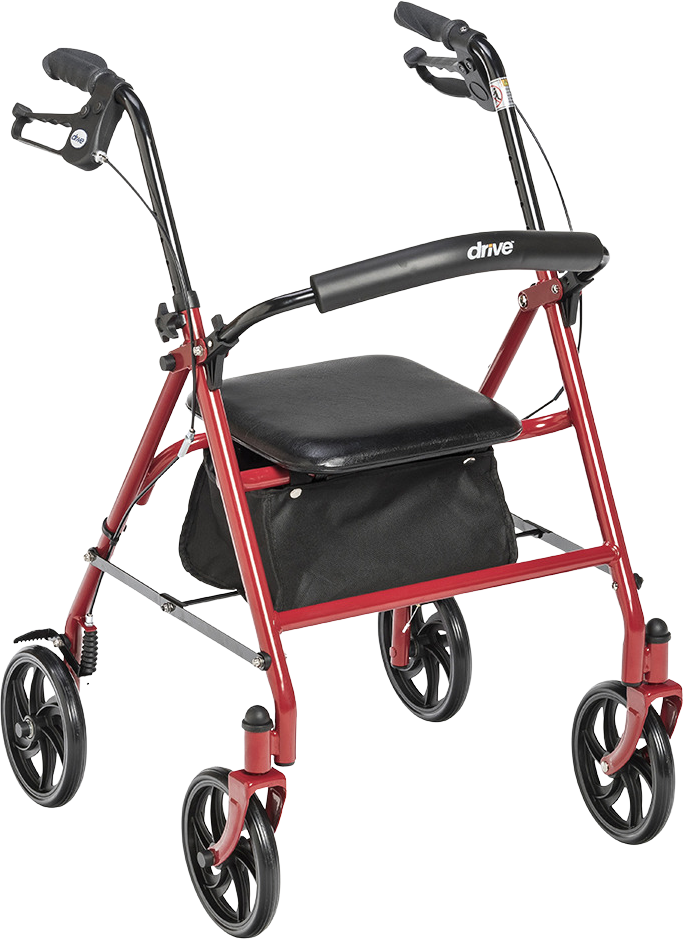Drive Medical 10257RD 1 Durable 4-Wheel Rollator Walker with 7.5