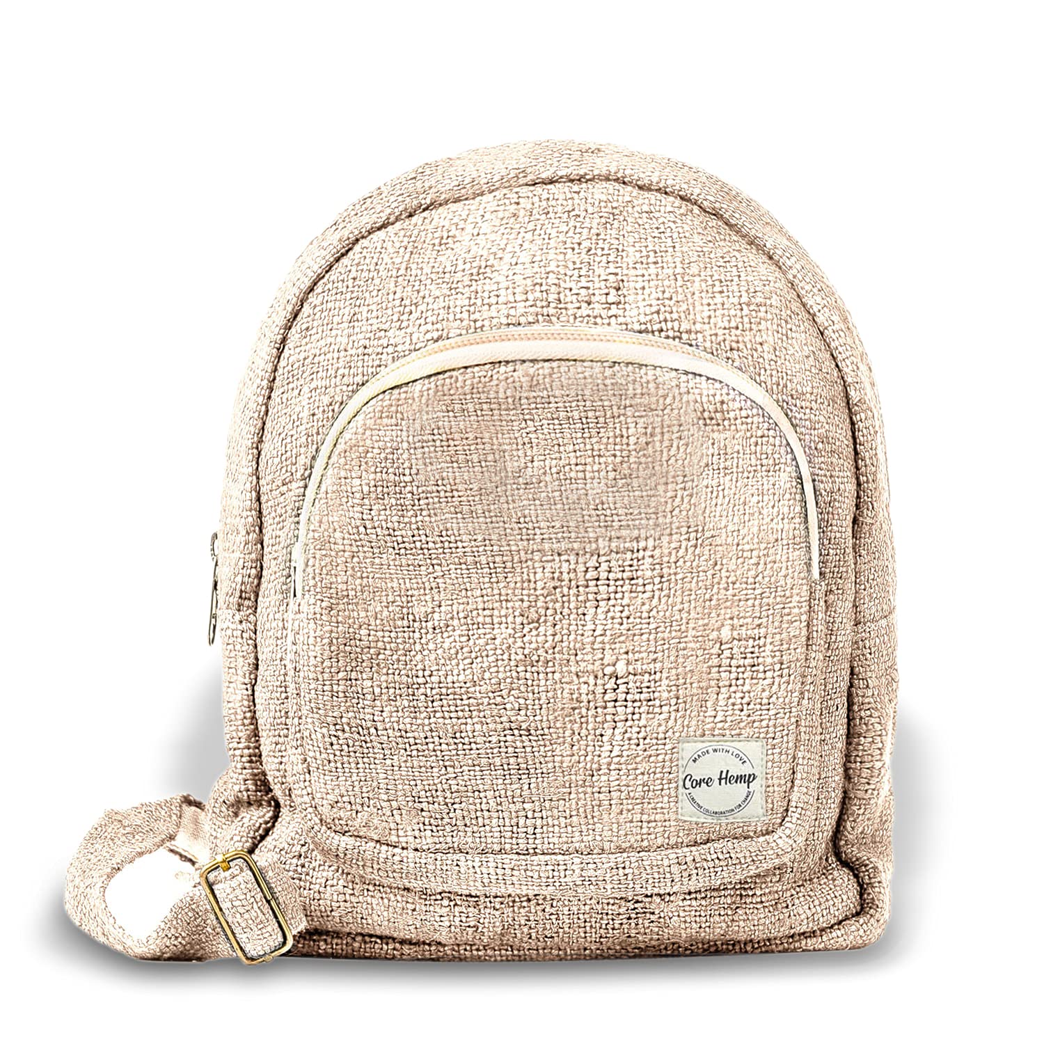 Organic Hemp Mini Backpack - Handmade Hippie Purse with 2 Compartments | Eco-Friendly Crossbody Bag for Travel, Festival & Daily Use