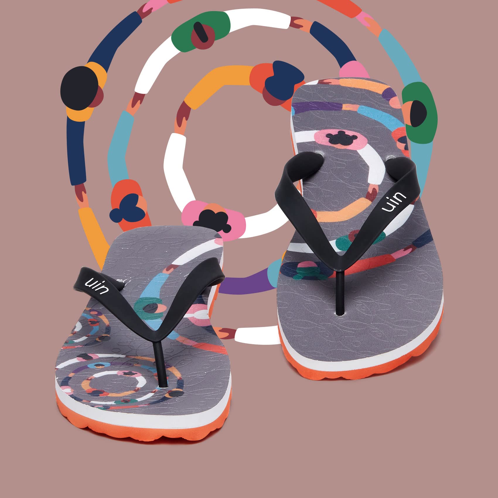 UIN Men's Flip Flops - Comfortable Beach Sandals with Artistic Painting Design | Summer Casual Thong Slippers for Travel & Outdoor Activities | Perfect for Poolside, Vacation and Relaxation