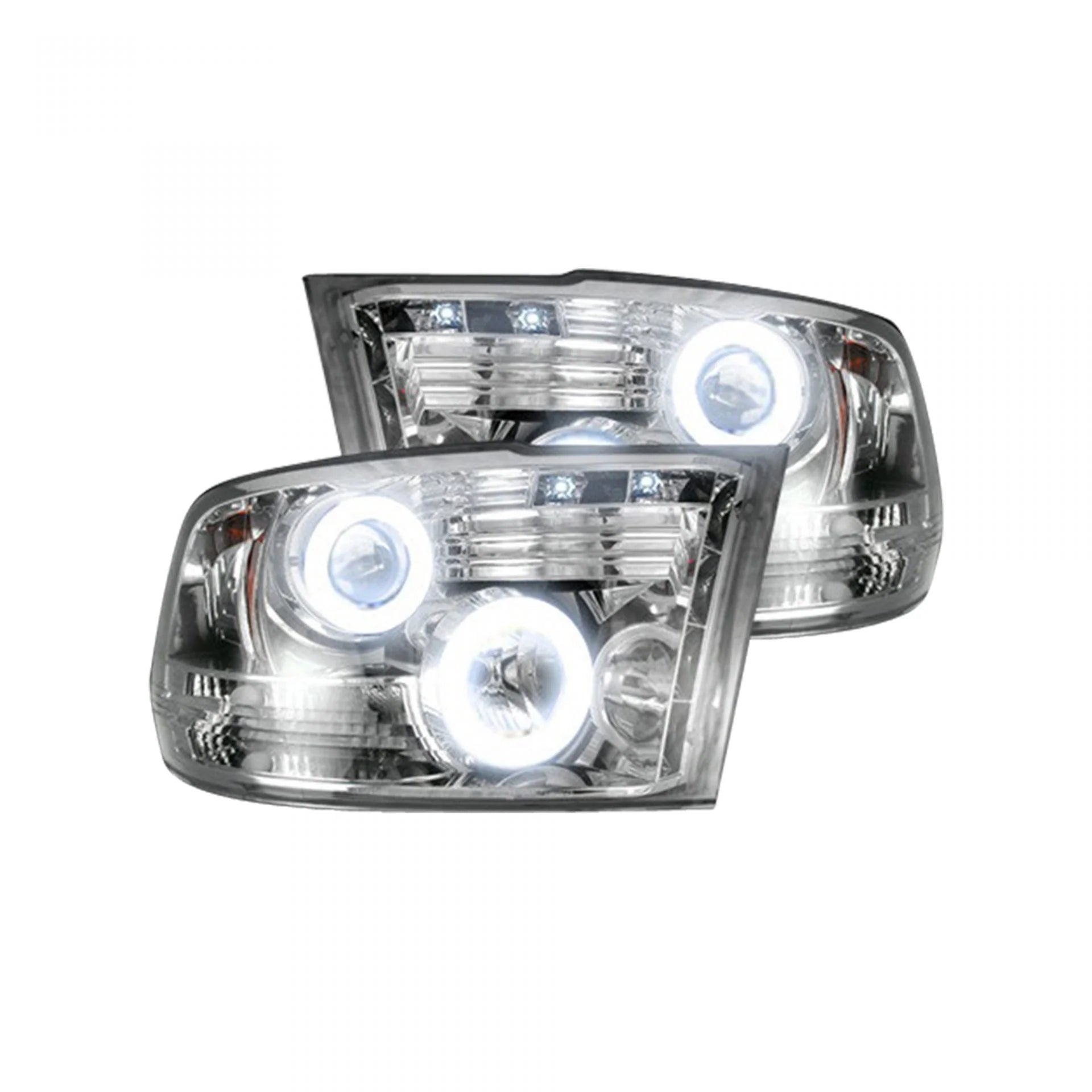 Dodge RAM 2500/3500 (2010-2018) Projector Headlights with CCFL Halo Rings & DRL - Clear/Chrome Housing - Upgrade Your Truck Lighting for Night Driving & Off-Road Adventures
