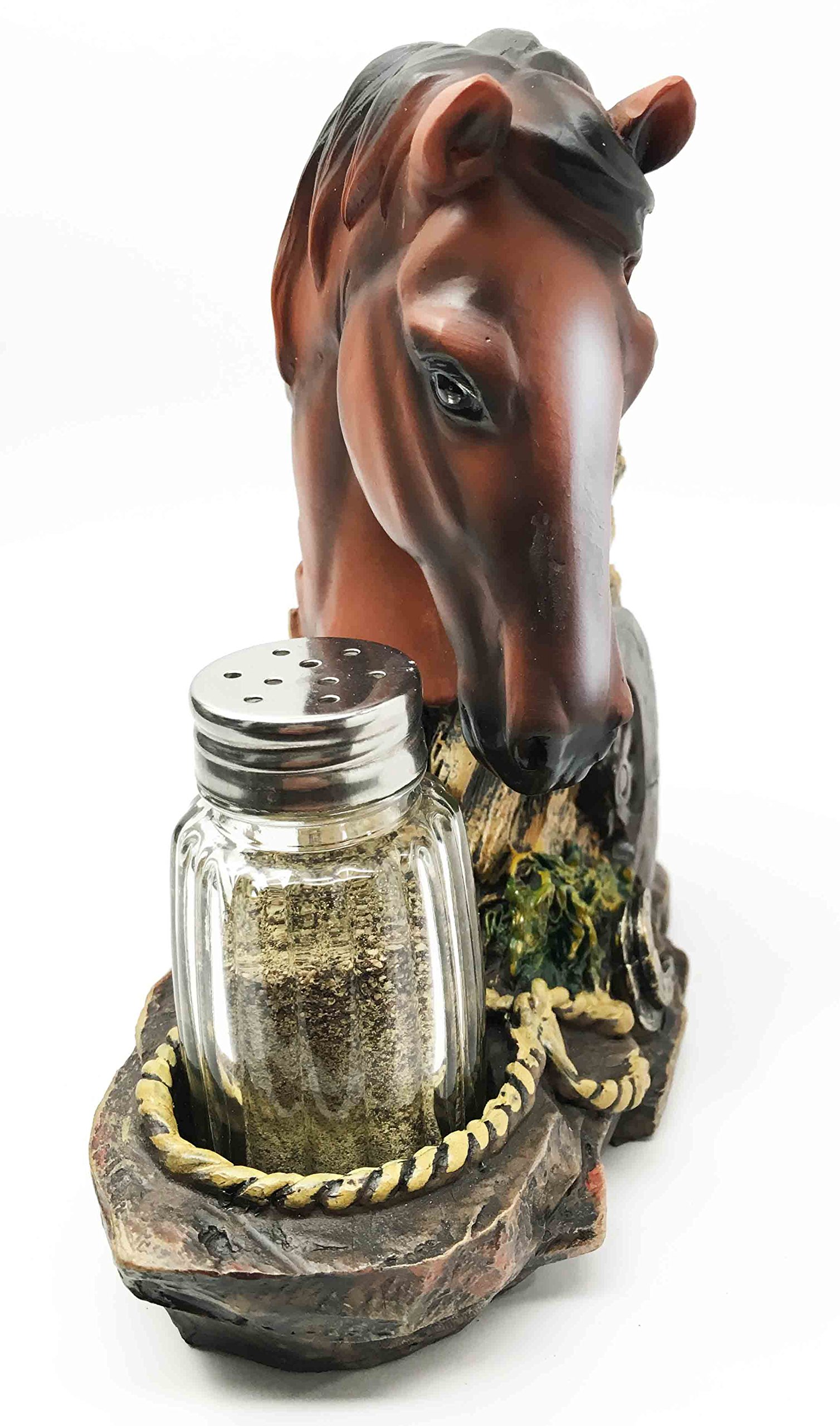 Western Decor Wagon Chestnut Stallion Horse Salt and Pepper Shaker Set - Rustic Kitchen Decor for Cowboy Themed Dining & Western Home Decor