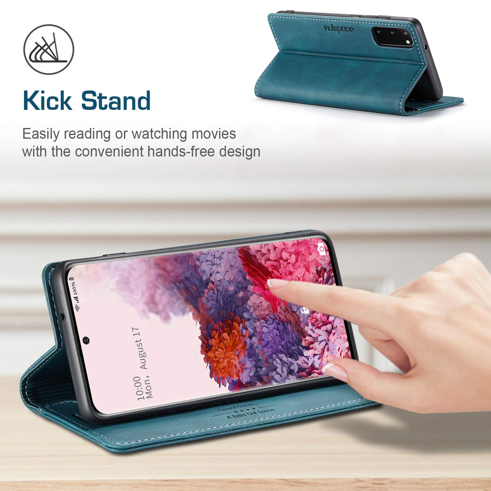 Vintage Leather Wallet Case for Samsung Galaxy S20 with Card Holder & Kickstand - Magnetic Flip Folio Cover (Blue) | Perfect for Business, Travel & Everyday Protection