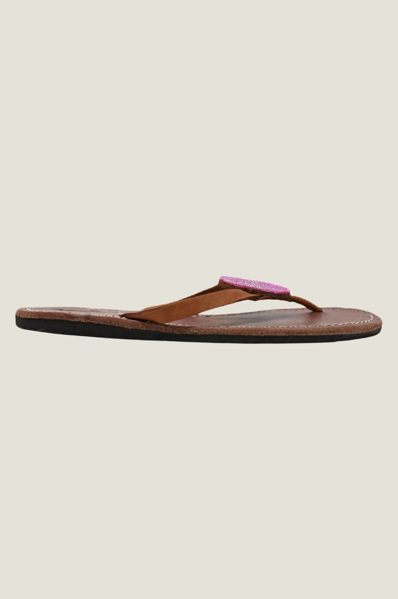 Women's Pink Leather Disc Sandals - Comfortable & Stylish Summer Slide Sandals for Beach, Pool, and Casual Outings