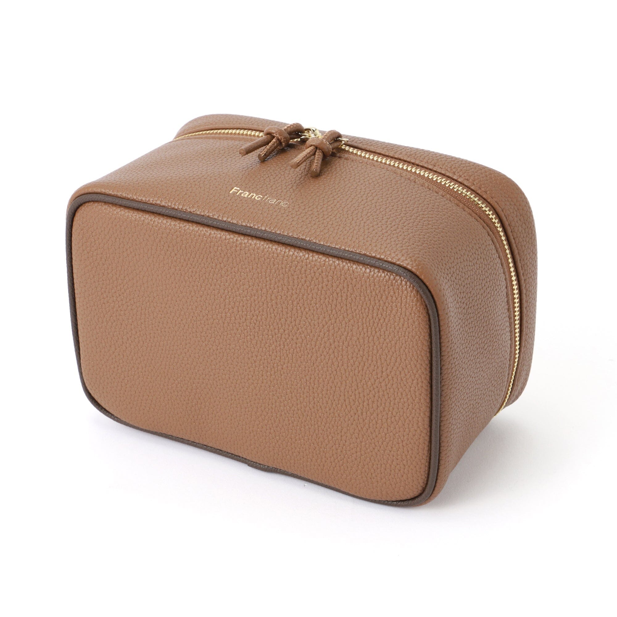 Bicolor Vanity Pouch for Women - Stylish Brown Makeup Bag with Dual Compartments | Perfect for Travel, Gym & Everyday Essentials Organization