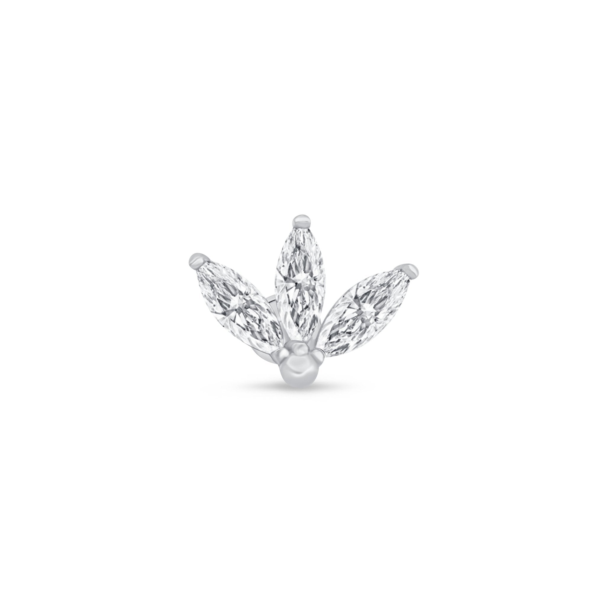 14k White Gold Marquise Gemstone Lotus Flat Back Stud Earrings - Elegant & Dainty Jewelry for Women, Perfect for Weddings, Parties & Everyday Wear