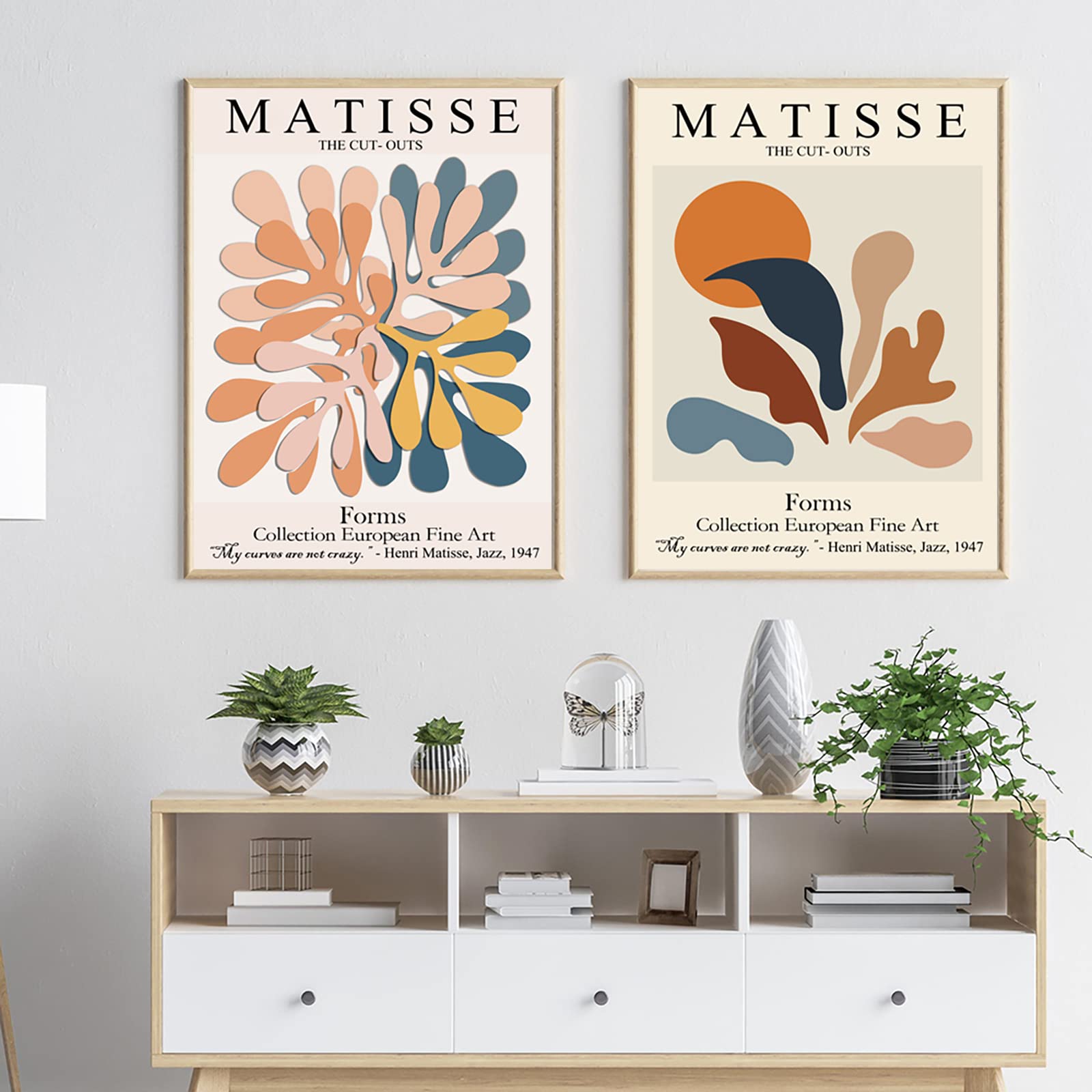 Henri Matisse Wall Art Prints - Set of 2 Unframed 12x16 Inch Canvas Posters | Jazz 1947 & Flower Market Abstract Artwork | Modern Home Decor for Living Room, Bedroom & Office