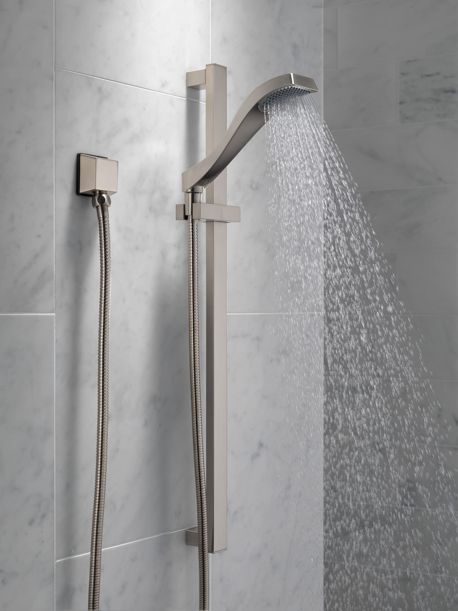 Delta Faucet Dryden Single-Spray Touch-Clean Wall-Mounted Slide Bar Handheld Shower with Hose - Stainless Steel 57051-SS - Perfect for Bathroom Renovation & Spa-Like Shower Experience