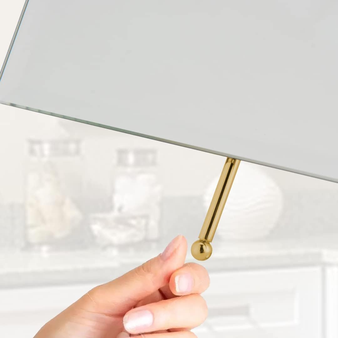 MIRRORVANA Large Frameless Free Standing Mirror - Gold-Plated Beveled Edge Full Length Floor Mirror for Bedroom, Bathroom, Vanity Dressing Table & Retail Counter (9.8