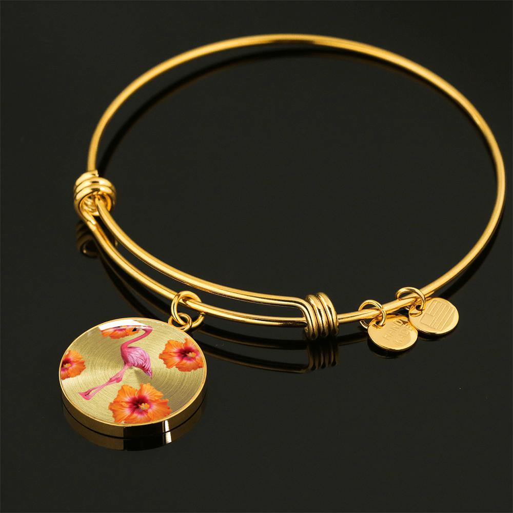 Flamingo & Hibiscus Pendant Necklace for Women - Tropical Summer Jewelry Gift - Perfect for Beach Vacations & Pool Parties