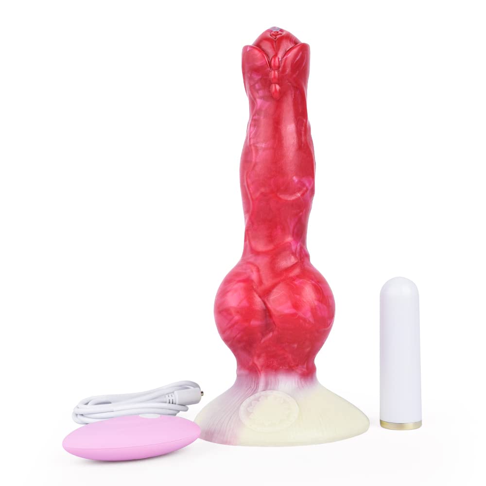 Realistic 8-Inch Silicone Wolf Knot Dildo with Suction Cup & Bullet Vibrator - Lifelike Animal Design Adult Toy for Women, Men & Couples | Perfect for Roleplay, BDSM & Solo Play