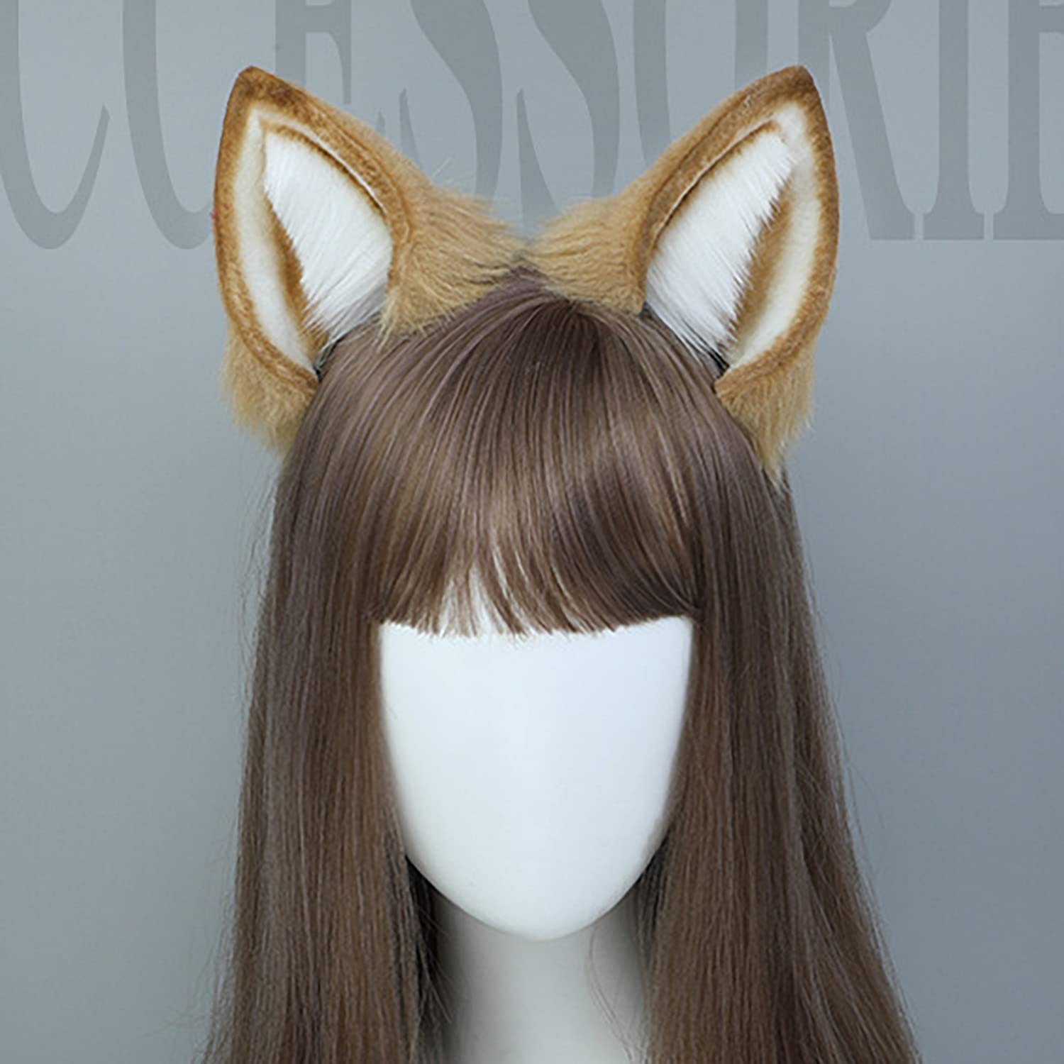 Faylay Women's Furry Dog Ear Headband - Cute Animal Ear Hair Accessories for Cosplay, Halloween, and Daily Fashion
