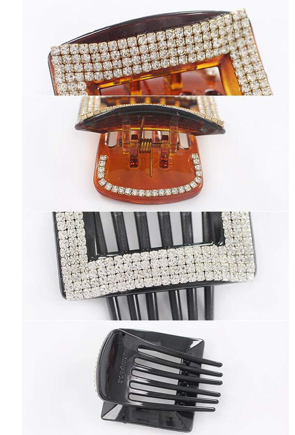 Elegant Rhinestone Hair Comb Clip for Women - Crystal Hairpin, Hair Buckle & Hairgrip Headwear (Heart Black) | Perfect for Weddings, Prom, Parties & Special Occasions