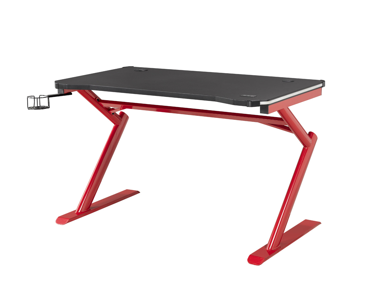 Premium Gaming Desk with LED Lights - Black/Red Ergonomic Computer Desk for PC & Console Gamers - Perfect for Streaming, Esports & Home Office Setup