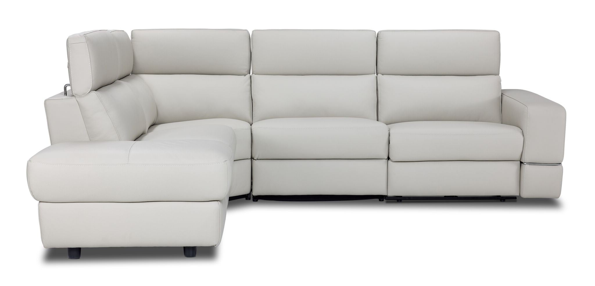 Bianca 3-Piece Power Reclining Sectional Sofa with Left-Facing Chaise in Light Gray Fabric - Perfect for Living Room, Home Theater & Family Gatherings