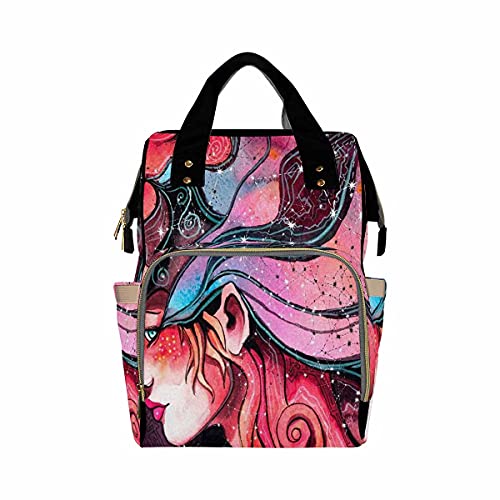 **InterestPrint Lion Mask Watercolor Girl Insulated Diaper Backpack – Stylish & Thermal Baby Travel Bag for Moms, Perfect for Daycare, Outings & Family Trips**