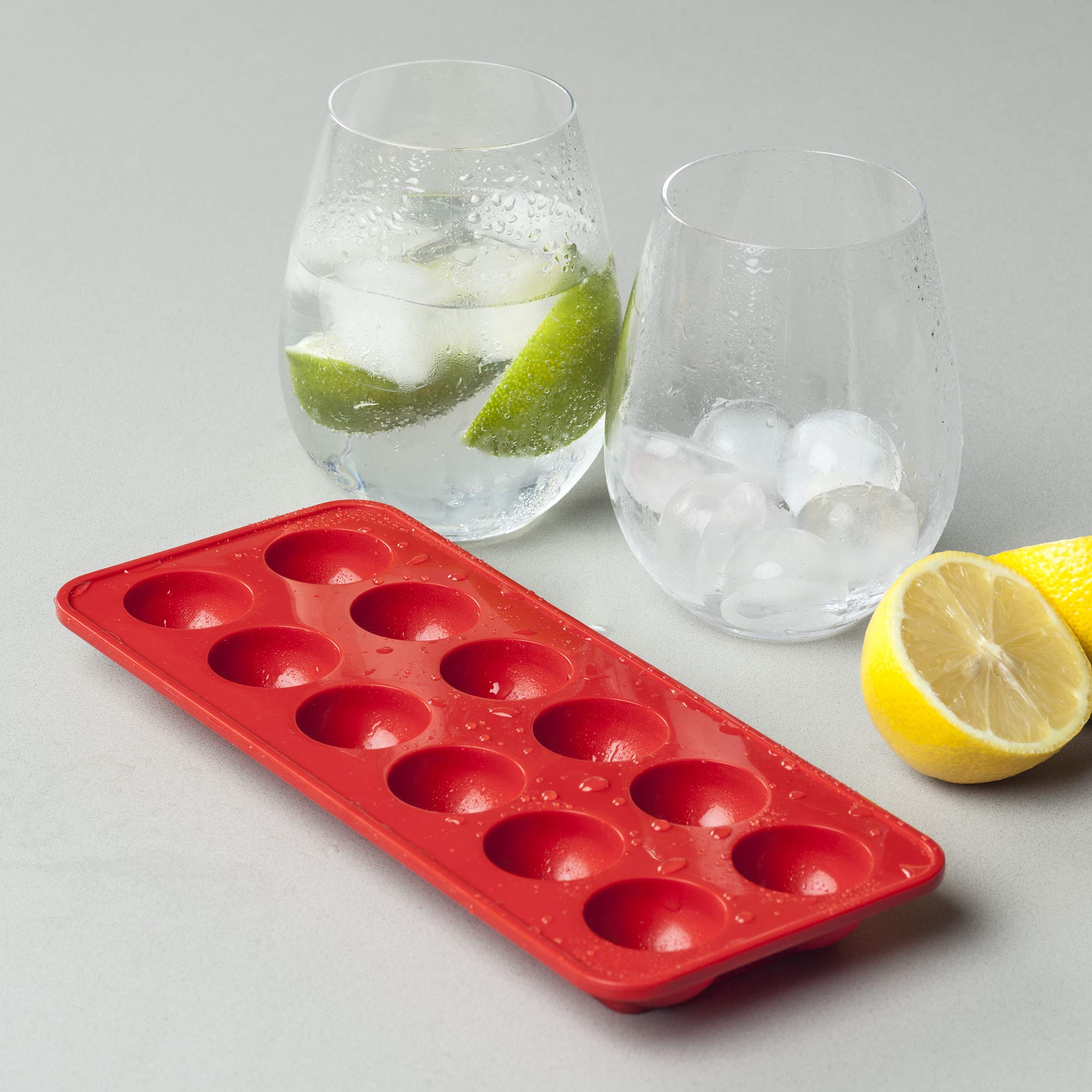 Premium Zeal Silicone Ice Cube Tray - 2 Pack, BPA-Free Flexible Red Ice Cube Molds for Cocktails, Whiskey & Cold Drinks - Perfect for Home Bars, Parties & Summer Beverages