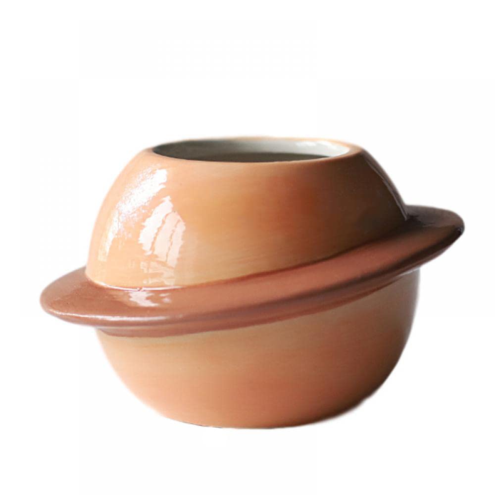 Gaolinci Hand-Painted Ceramic Succulent Planter - 4.8 Inch Round Planet-Shaped Flower Pot for Cactus, Small Plants | Perfect for Home Decor, Office Desk & Gift Giving