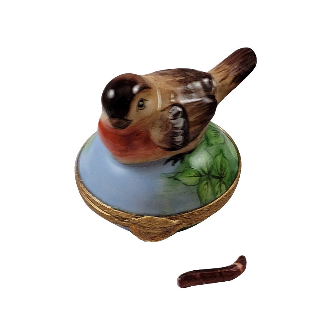 Robin Redbreast Limoges Porcelain Figurine - Handcrafted Collectible Bird Statue for Home Decor, Gift & Christmas Ornament