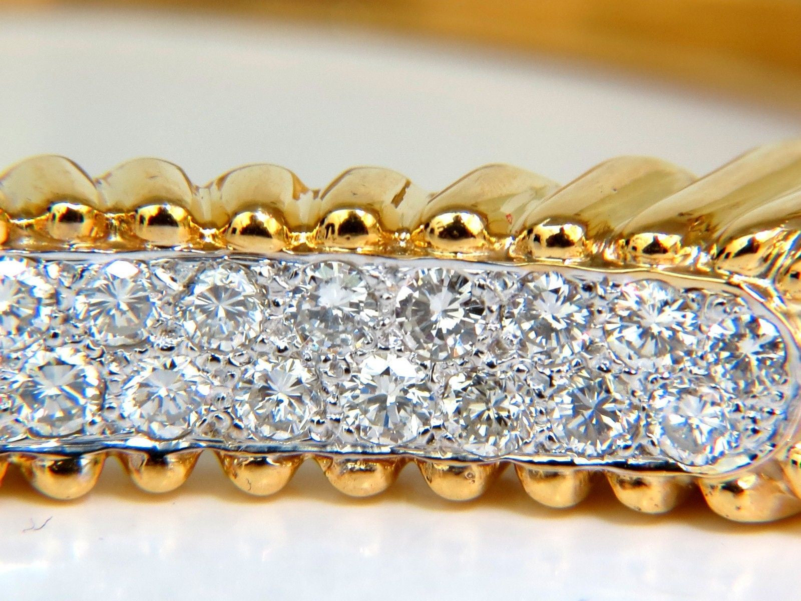 2.30CT Inverted Arch Grilled Wave Retro 14K Gold Diamond Bangle Bracelet for Women - Elegant Vintage Jewelry Gift for Anniversary, Wedding & Special Occasions