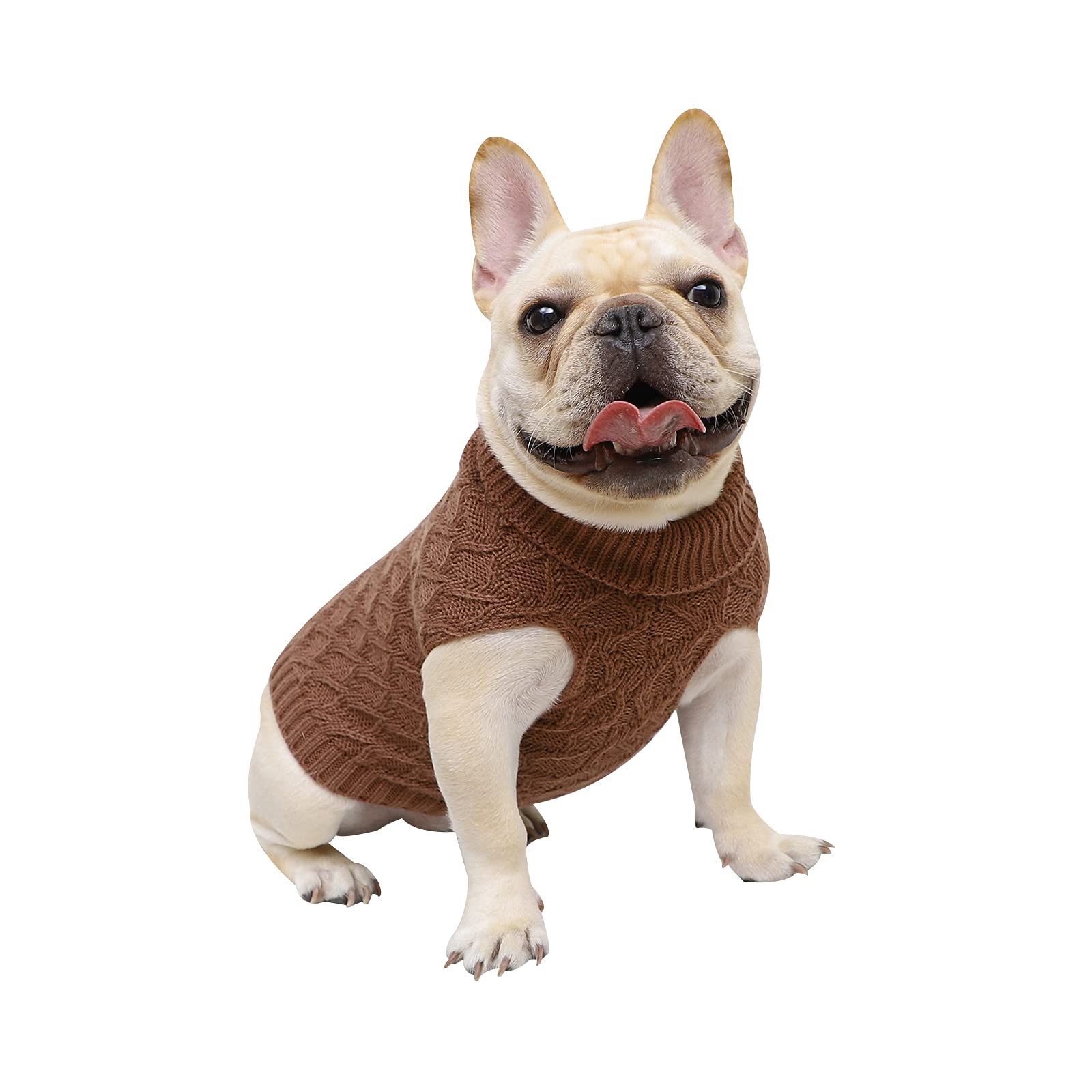 Neiwech Small Dog Sweaters - Soft Knitted Warm Winter Dog Sweatshirt for Puppies & Small Dogs (Coffee, XL) - Cozy Outfit for Cold Weather Walks & Indoor Comfort