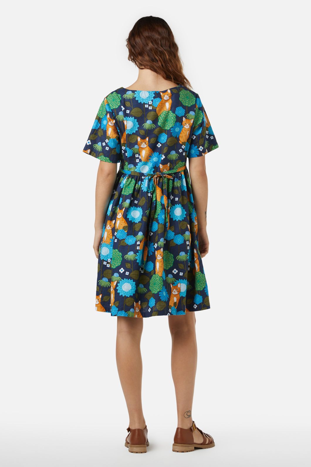 Adorable Cat Print Smock Dress for Women - Perfect for Casual Outings, Parties & Cat Lover Gifts