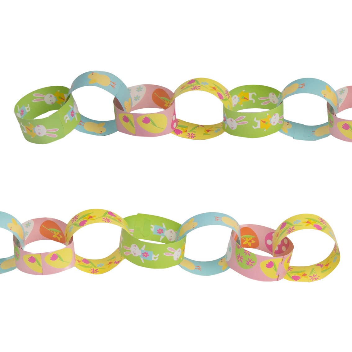 Talking Tables Easter Paper Chain Decorations - Pack of 100 | Spring Party Decor, DIY Kids Crafts, Bunny & Egg Themed Garland for Classroom, Home, Easter Egg Hunt Decorations