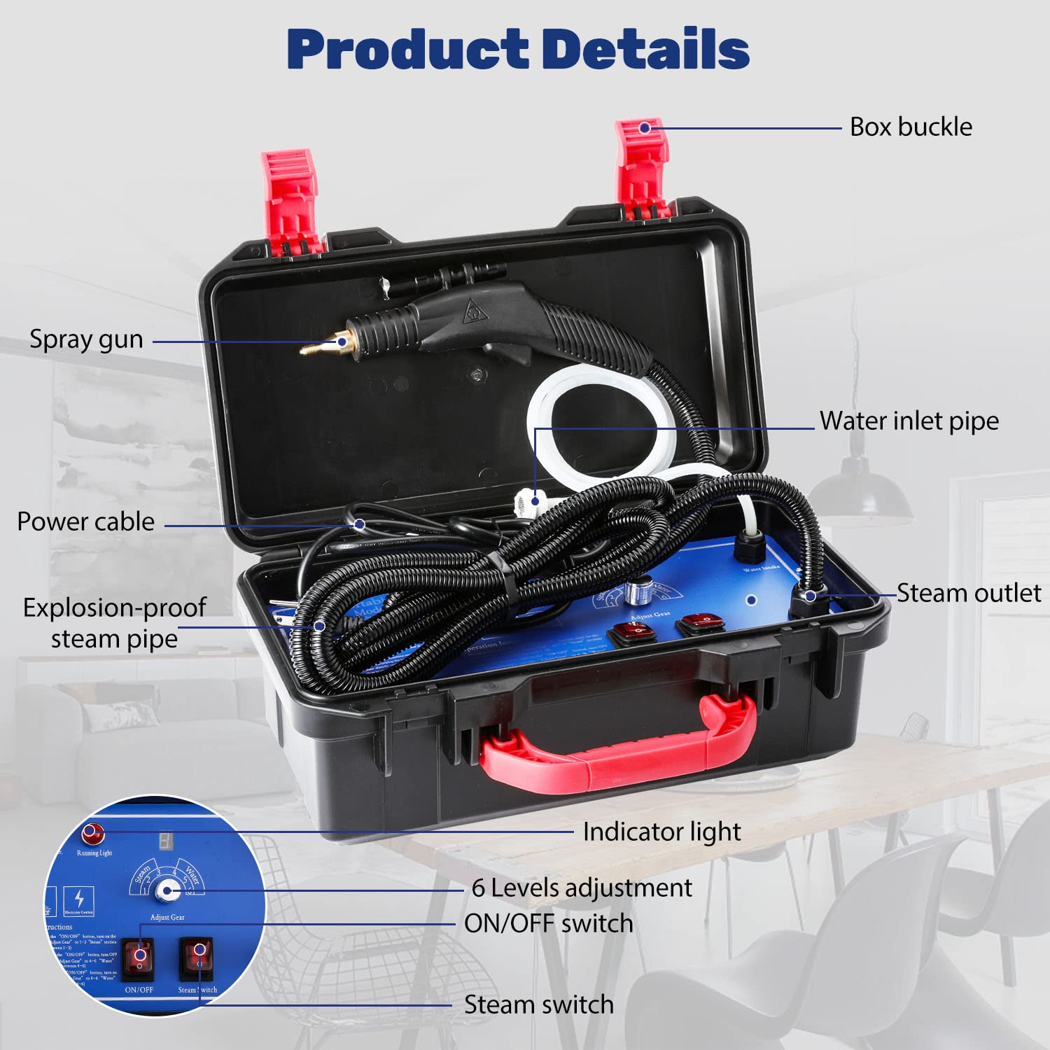 Moongiantgo 1700W Powerful Handheld Steam Cleaner Kit with 4 Multi-Purpose Brushes - Perfect for Home, Car, Kitchen & Bathroom Deep Cleaning