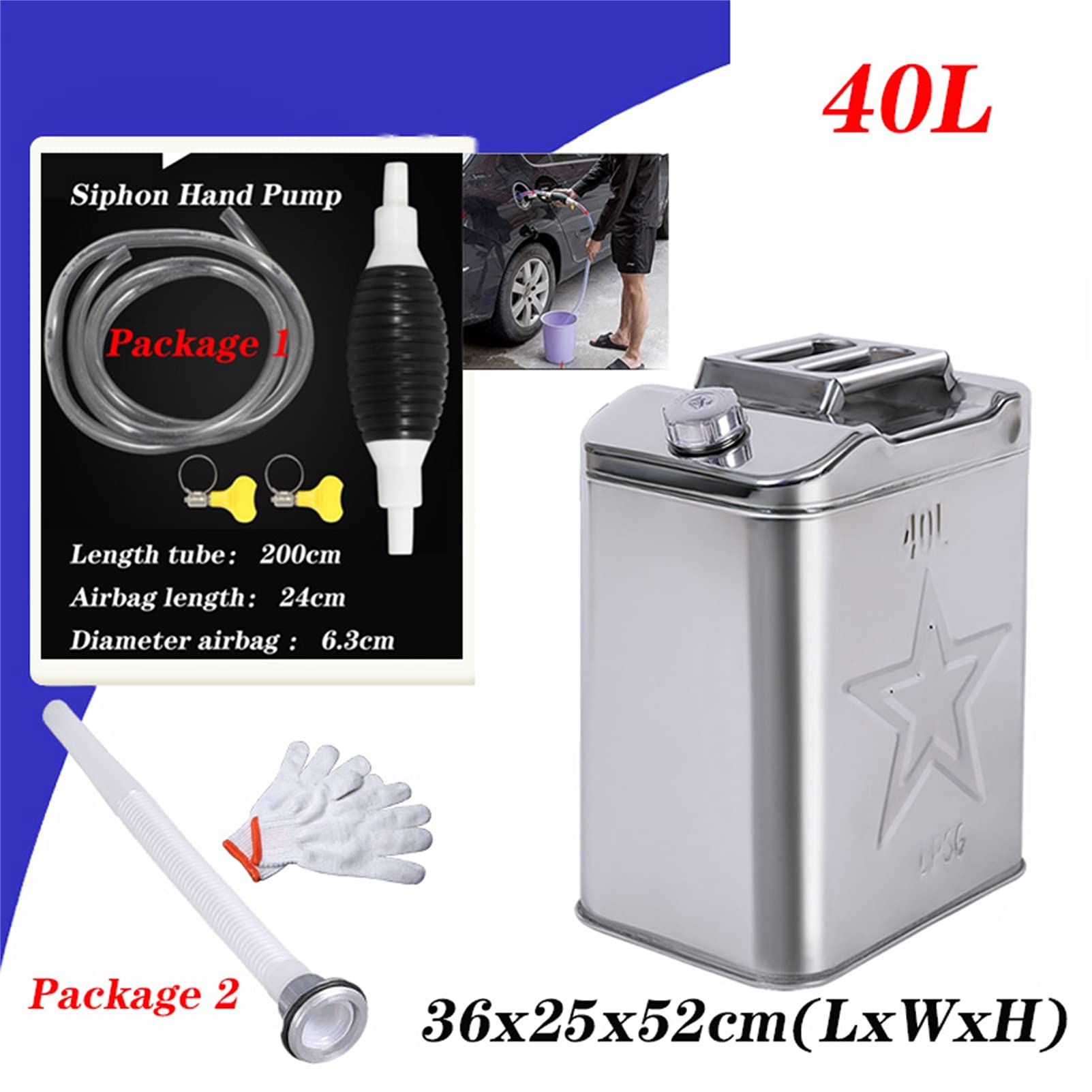 Premium 304 Stainless Steel Jerry Can - 5 Gallon Portable Gasoline Fuel Container with Flexible Spout - Durable & Rustproof for Lawn Mowers, ATVs, Generators & Emergency Preparedness