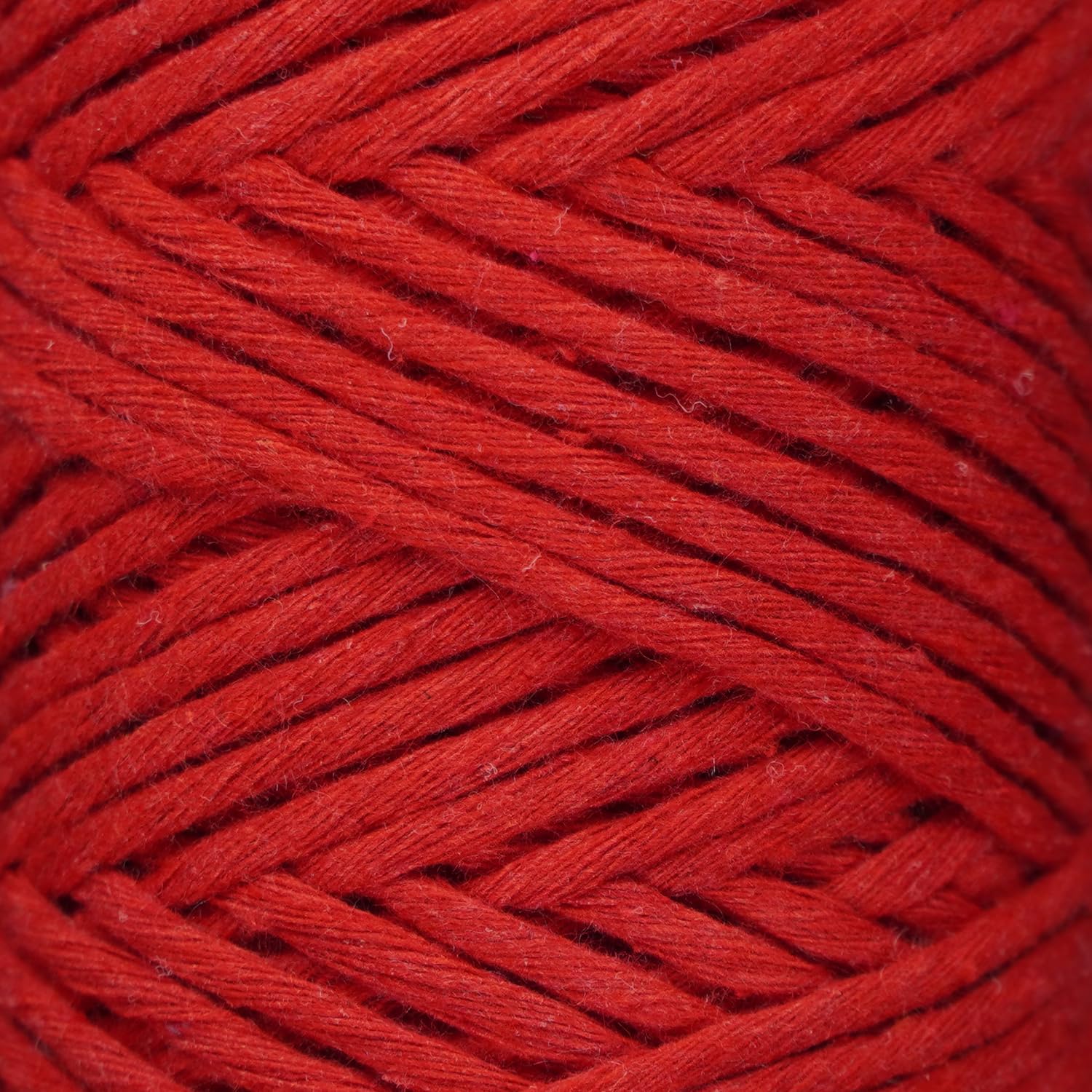 Makromecity 3mm Single Strand Macrame Cord - 100 Yards (300 Feet) Red Twisted Cotton Rope for DIY Wall Hangings, Home Decor, Jewelry Making & Macrame Art Projects - Eco-Friendly Recycled Cotton Yarn (Red, 1 Skein)