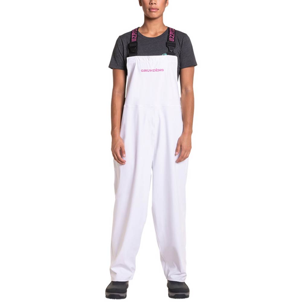 Grundens Petrus 118 Women's White Waterproof Fishing Bib Pants - Durable & Comfortable for Commercial Fishing, Boating, and Outdoor Work