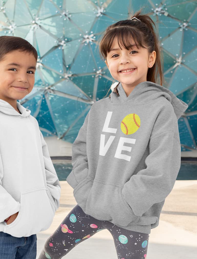 Tstars Love Softball Sweatshirt Hoodie for Kids Girls - Cute Baseball Gifts for Game Fans & Team Players - Perfect for Practice, Games & School Spirit