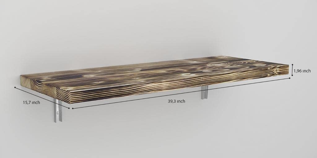 Wall Mounted Floating Desk - Foldable Space Saving Table for Small Spaces, Kitchen Counter, Laundry Shelf & Home Office (40x16 Inch, Rustic Burn) - Perfect for Apartments, Dorms & Tiny Homes