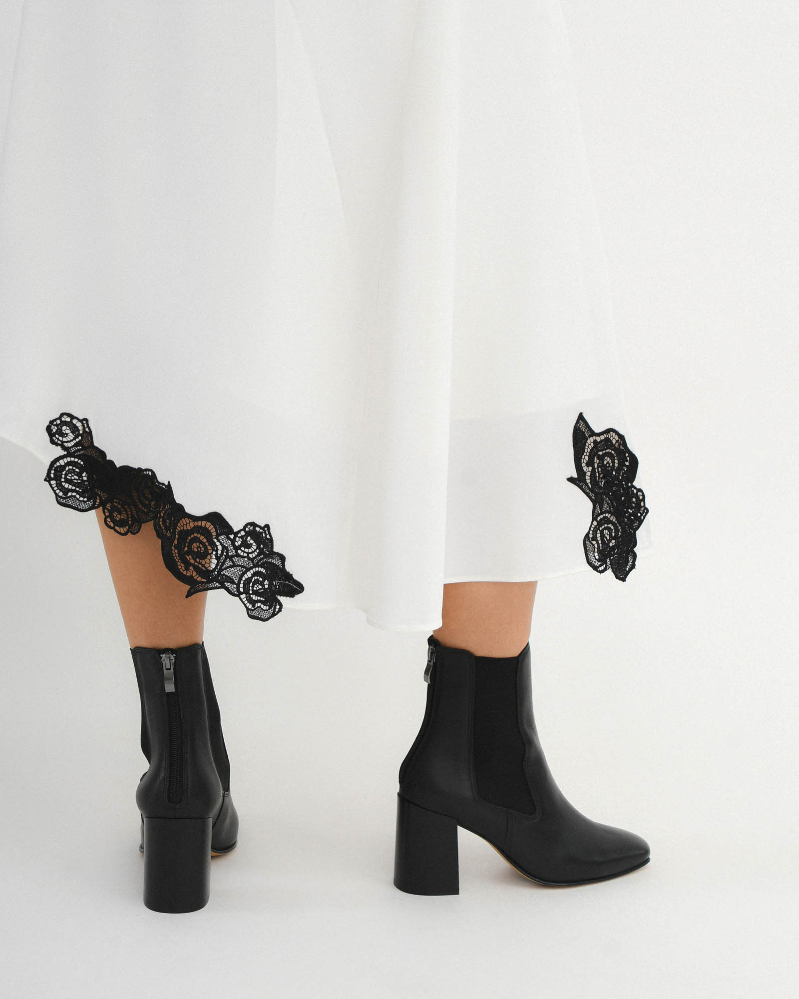 Black Leather Diamond Mid Ankle Boots for Women - Stylish & Comfortable Winter Fashion Boots for Casual Outfits & Office Wear