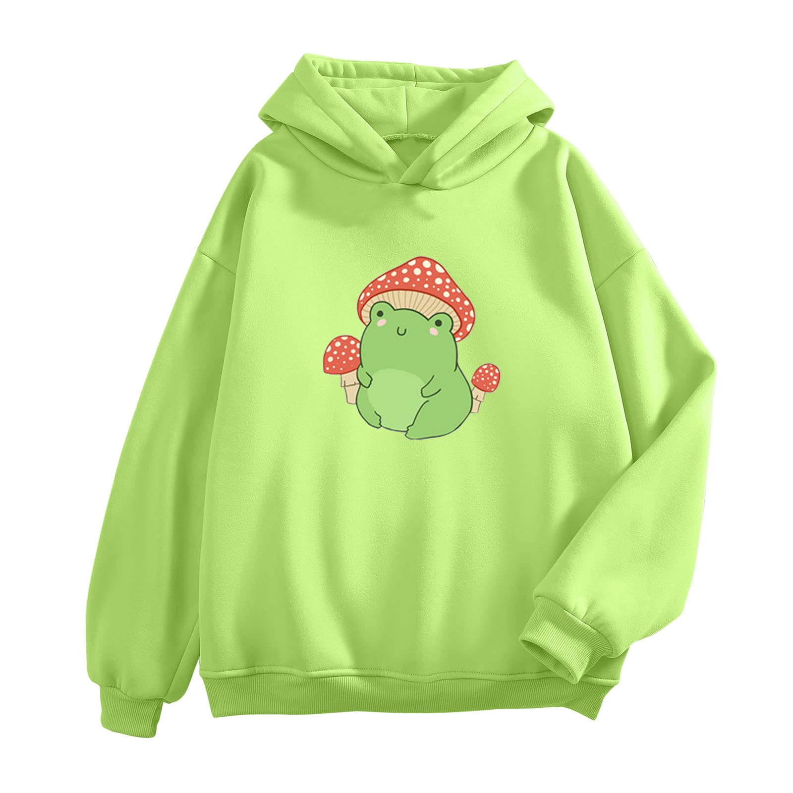 Plus Size Women's Cute Frog & Kawaii Mushroom Zip Up Hoodie - Cozy Long Sleeve Sweatshirt for Casual Wear, Lounge & Street Fashion