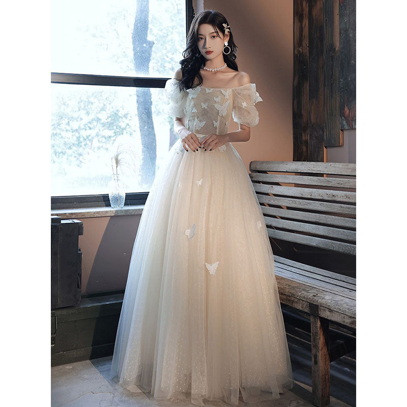 Champagne Fairy Princess Dress for Girls - Butterfly Printed Sweet 16 Birthday Party Gown | Perfect for Quinceañera, Pageants, and Special Occasions