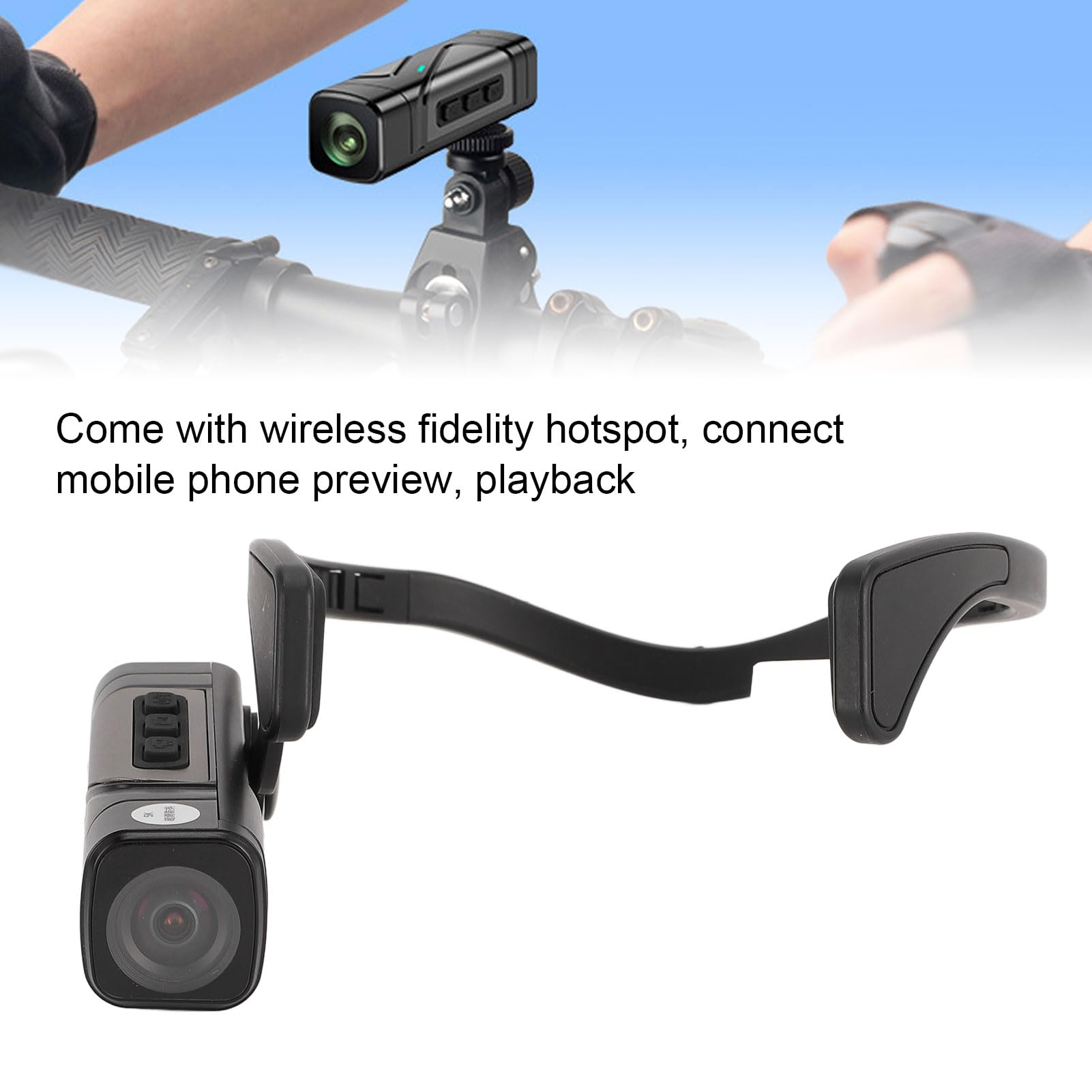 Bewinner 5K 30FPS Wearable WiFi Head Camera - 30MP HD Video Recording, 2.0 Anti-Shake Technology, 130° Wide Angle Lens, 1600mAh Long Battery Life - Perfect for Vlogging, Sports Action, Travel Adventures & Hands-Free Recording