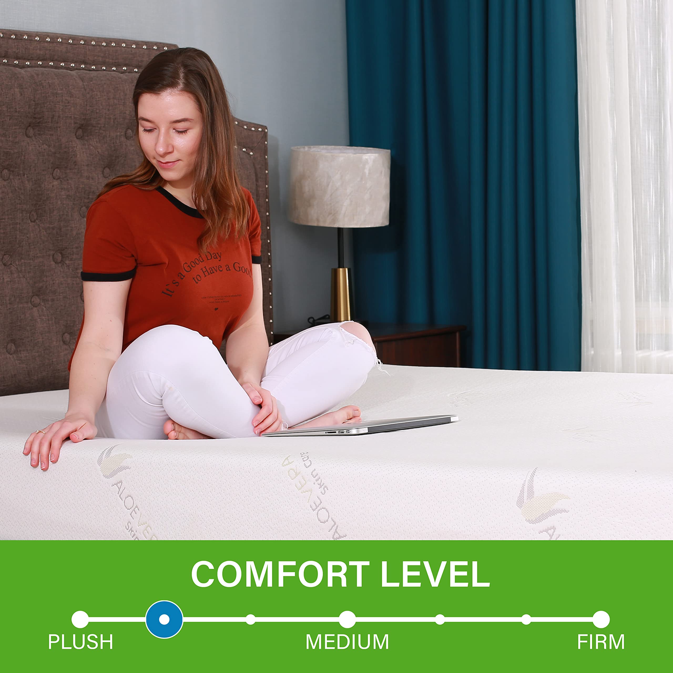 AC Pacific Aloe Vera Memory Foam Mattress - King Size, White | Luxury Soft Bedroom Mattress with Aloe Extract Infused Fabric Cover | Perfect for Allergy Relief & Pressure Point Support